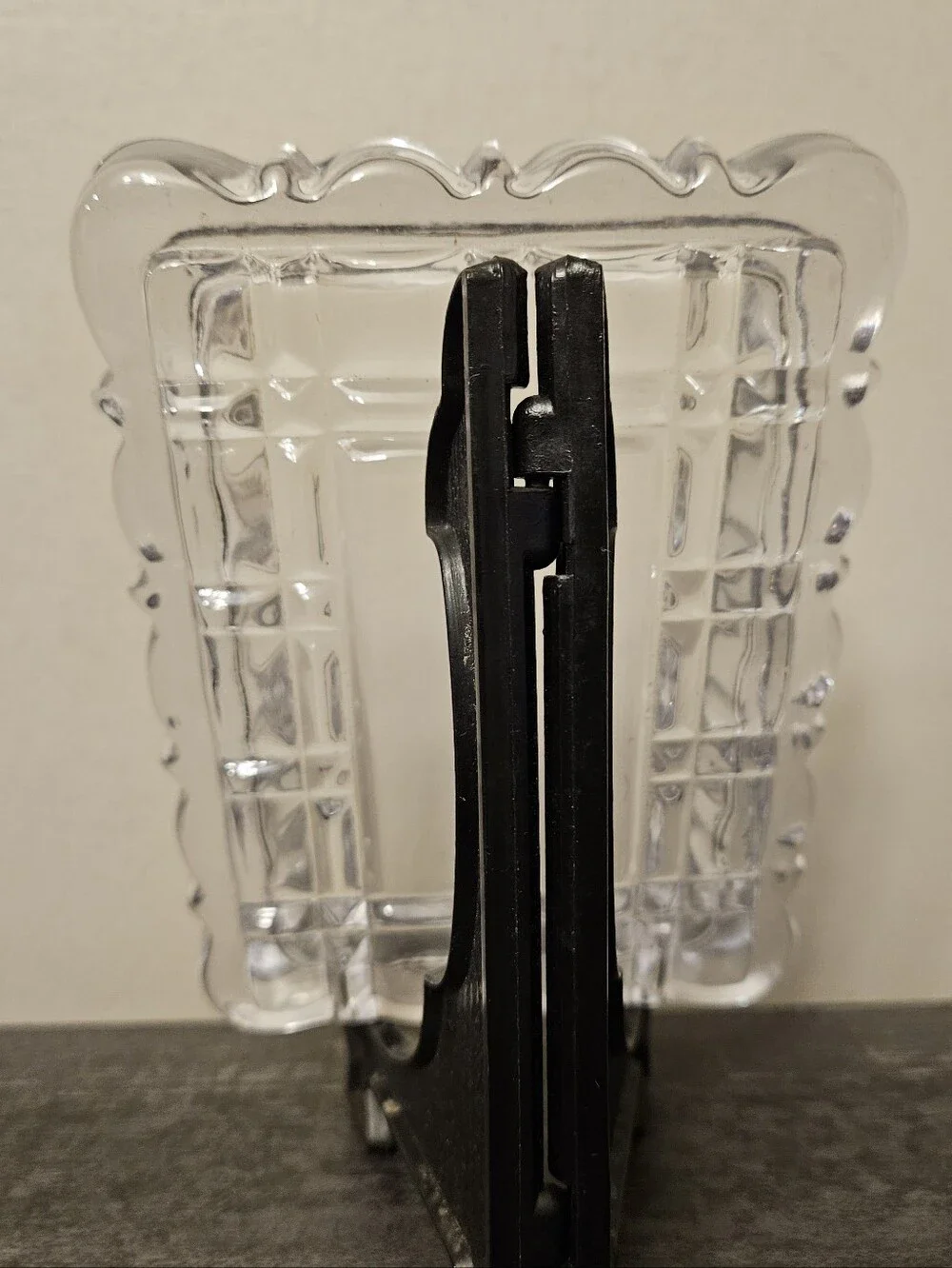 Vintage Clear Crystal Glass Square Trinket Dish / Catchall Tray Bundle -Set of 2